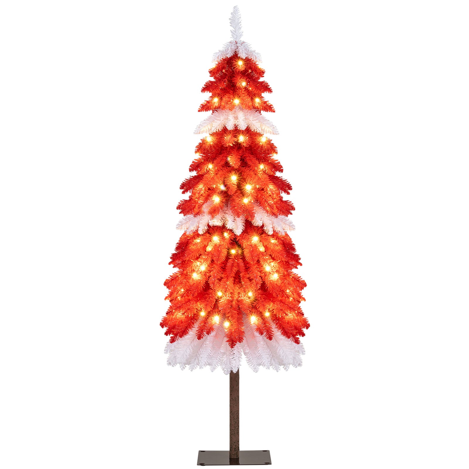 5 FT Artificial Christmas Tree Pre-lit Xmas Trees with 301 Red and White Branch Tips Christmas Tree at Gallery Canada