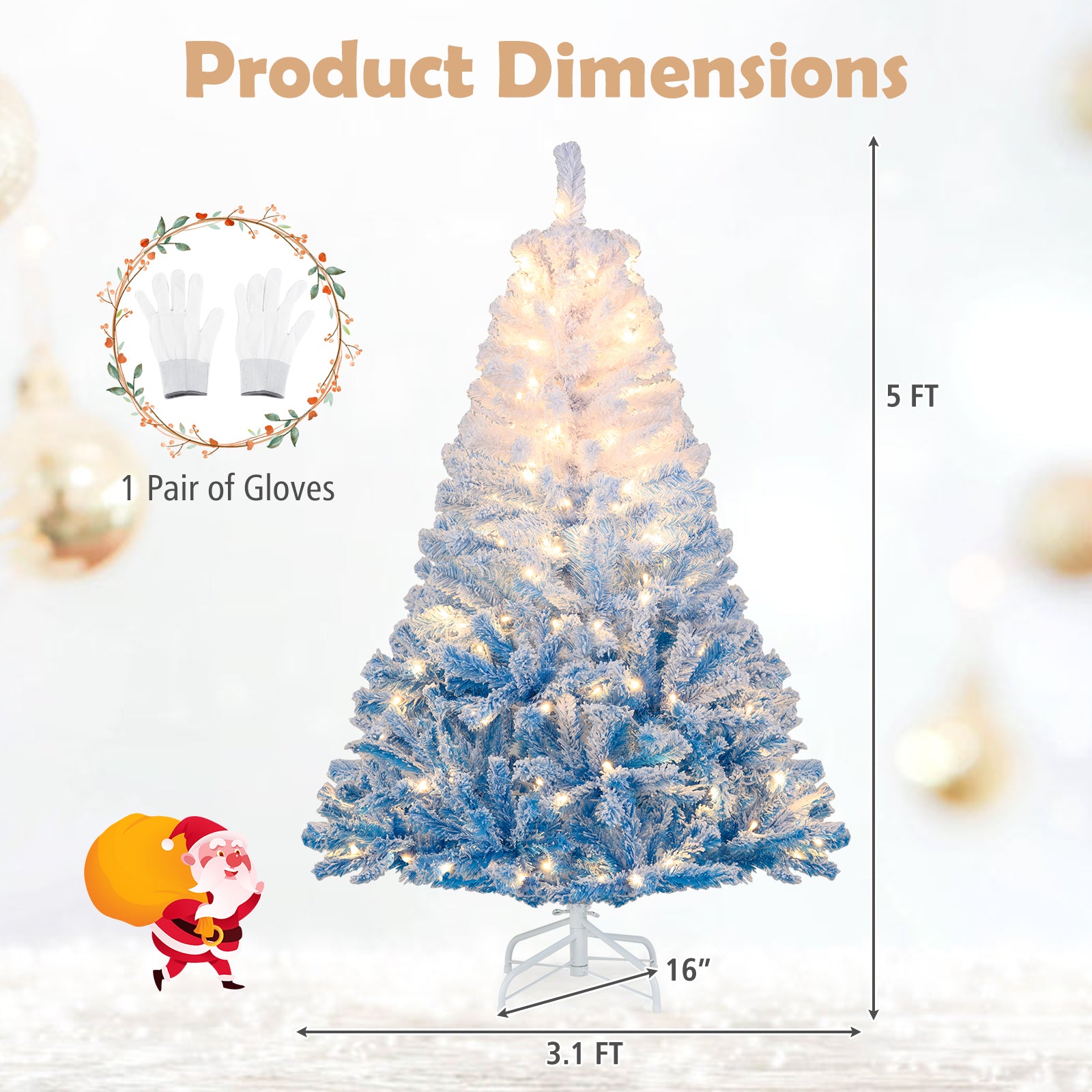 5 FT Artificial Christmas Tree, Warm White LED Lights, 8 Modes, Blue Christmas Tree at Gallery Canada