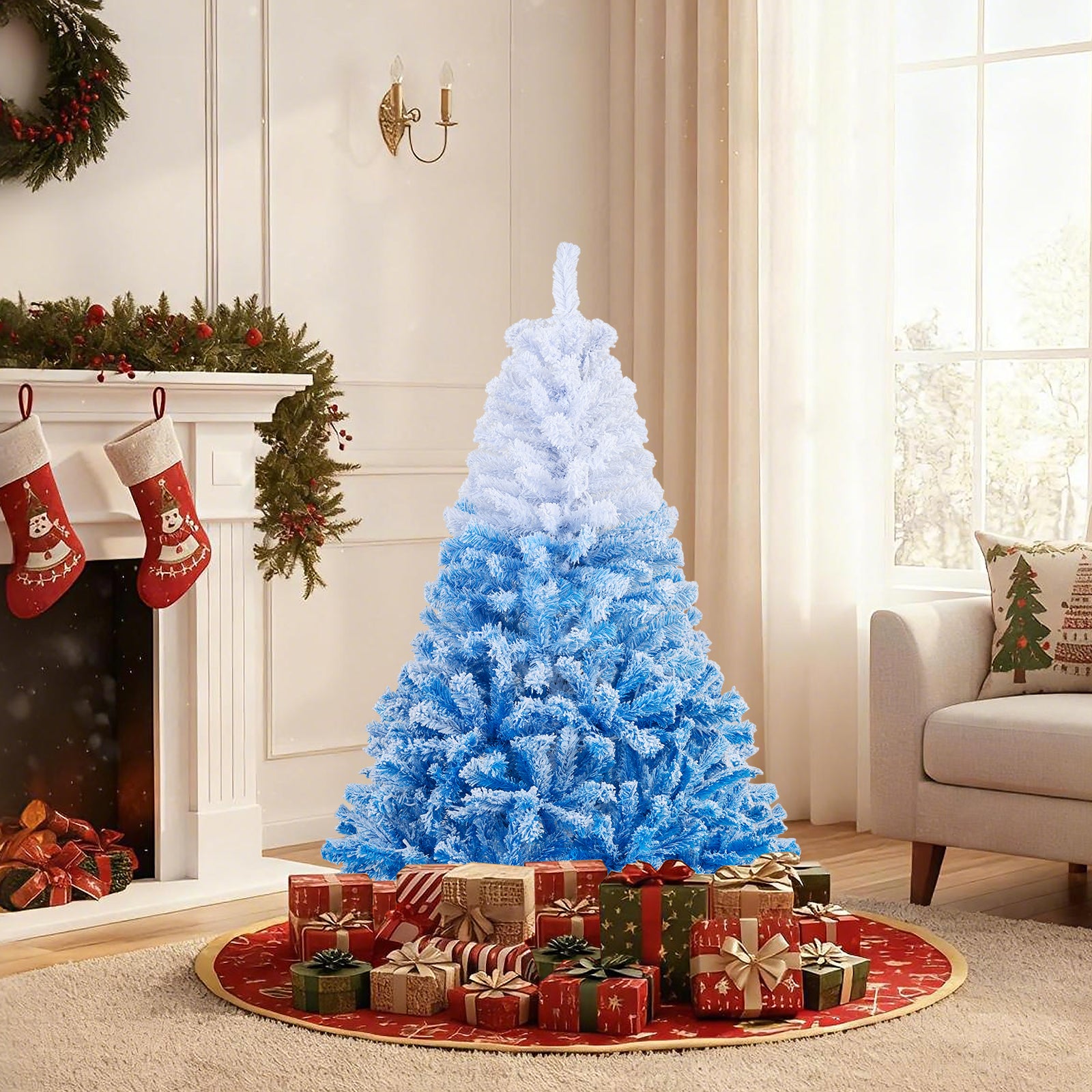 5 FT Artificial Christmas Tree, Warm White LED Lights, 8 Modes, Blue Christmas Tree at Gallery Canada