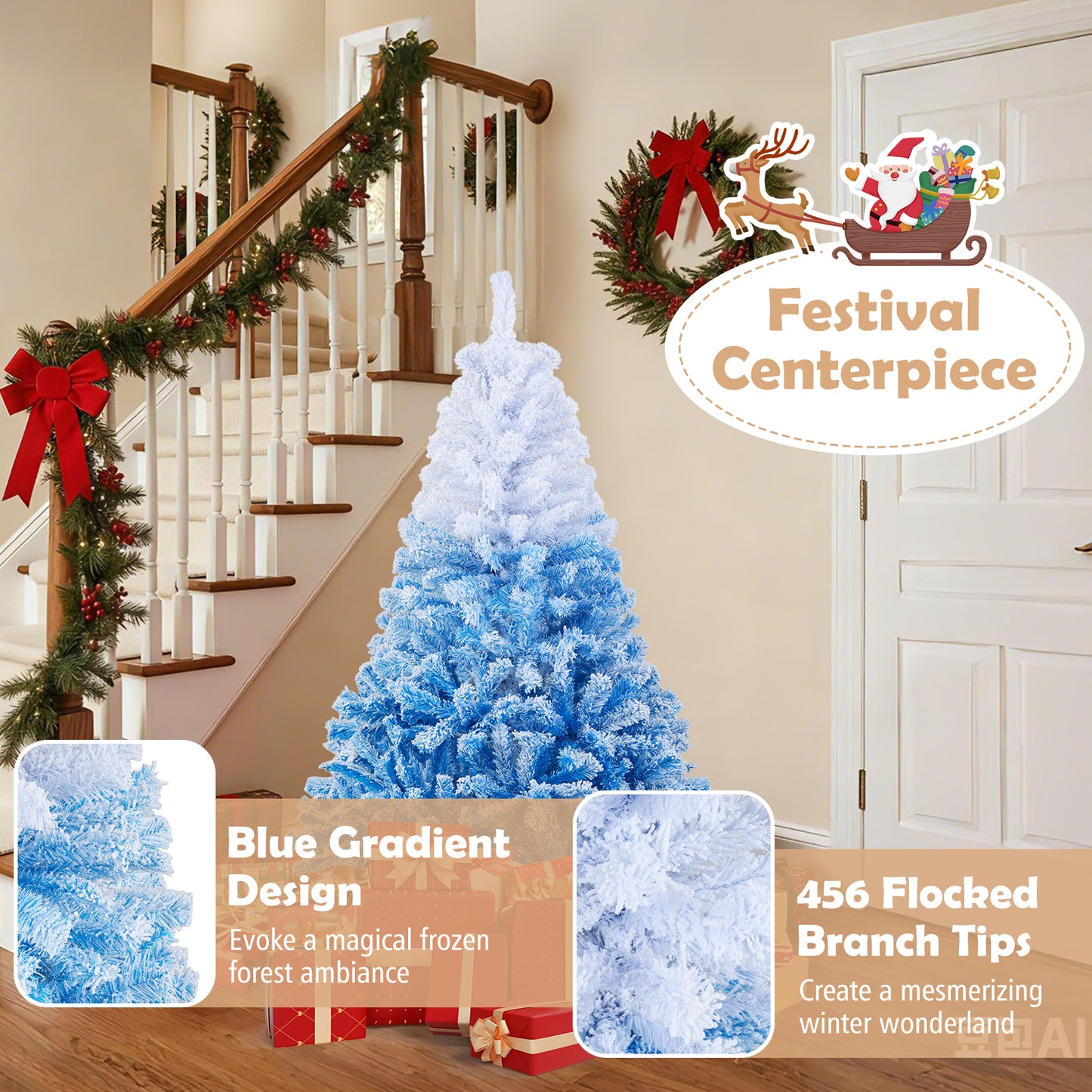5 FT Artificial Christmas Tree, Warm White LED Lights, 8 Modes, Blue Christmas Tree at Gallery Canada