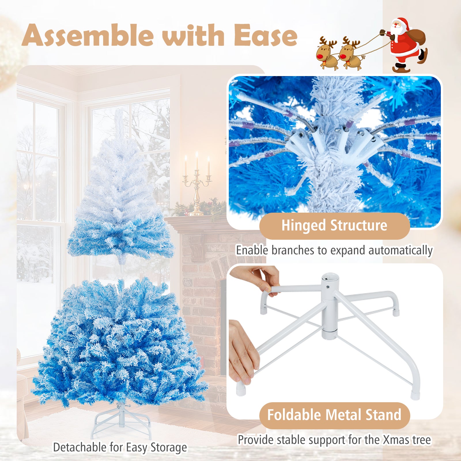 5 FT Artificial Christmas Tree, Warm White LED Lights, 8 Modes, Blue Christmas Tree at Gallery Canada