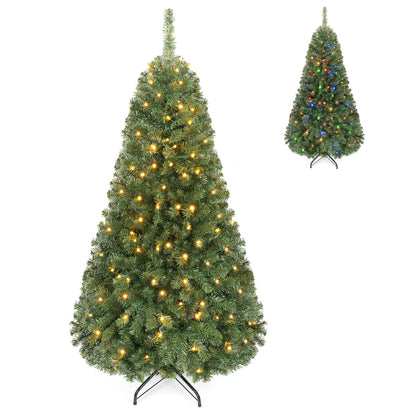 5 FT Artificial Christmas Tree with 2 Lighting Colors and Folding Metal Stand