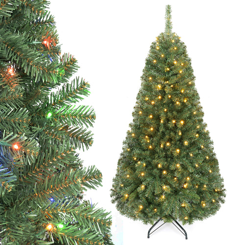 5 FT Artificial Christmas Tree with 2 Lighting Colors and Folding Metal Stand