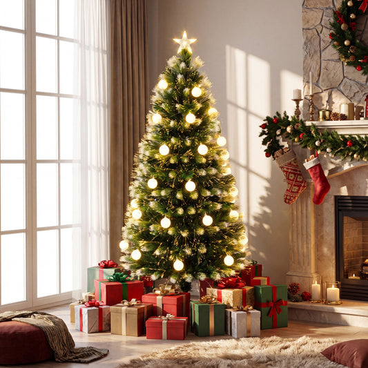 5 FT Pre-Lit Artificial Christmas Tree, Optical Fibers Christmas Tree Green at Gallery Canada