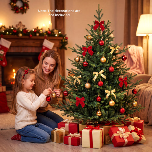 5 FT Pre-Lit Artificial Christmas Tree, 180 Warm White LED Lights, Green Christmas Tree Green at Gallery Canada