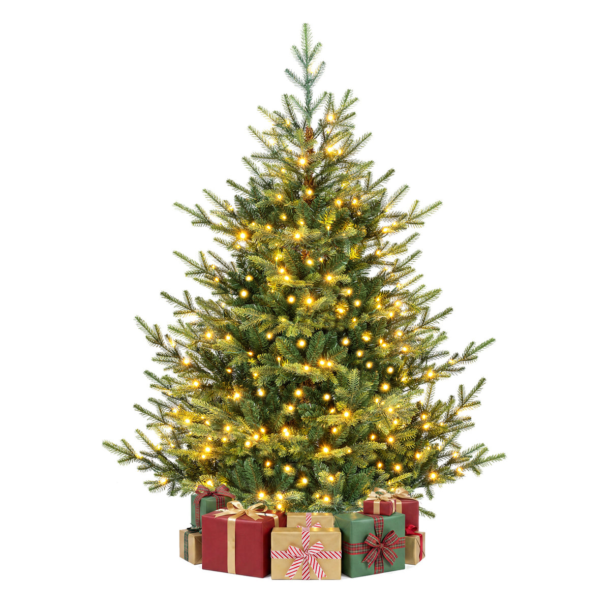 Sapin de Noël artificiel pré-éclairé de 5 pieds, 180 lumières LED blanc chaud, vert