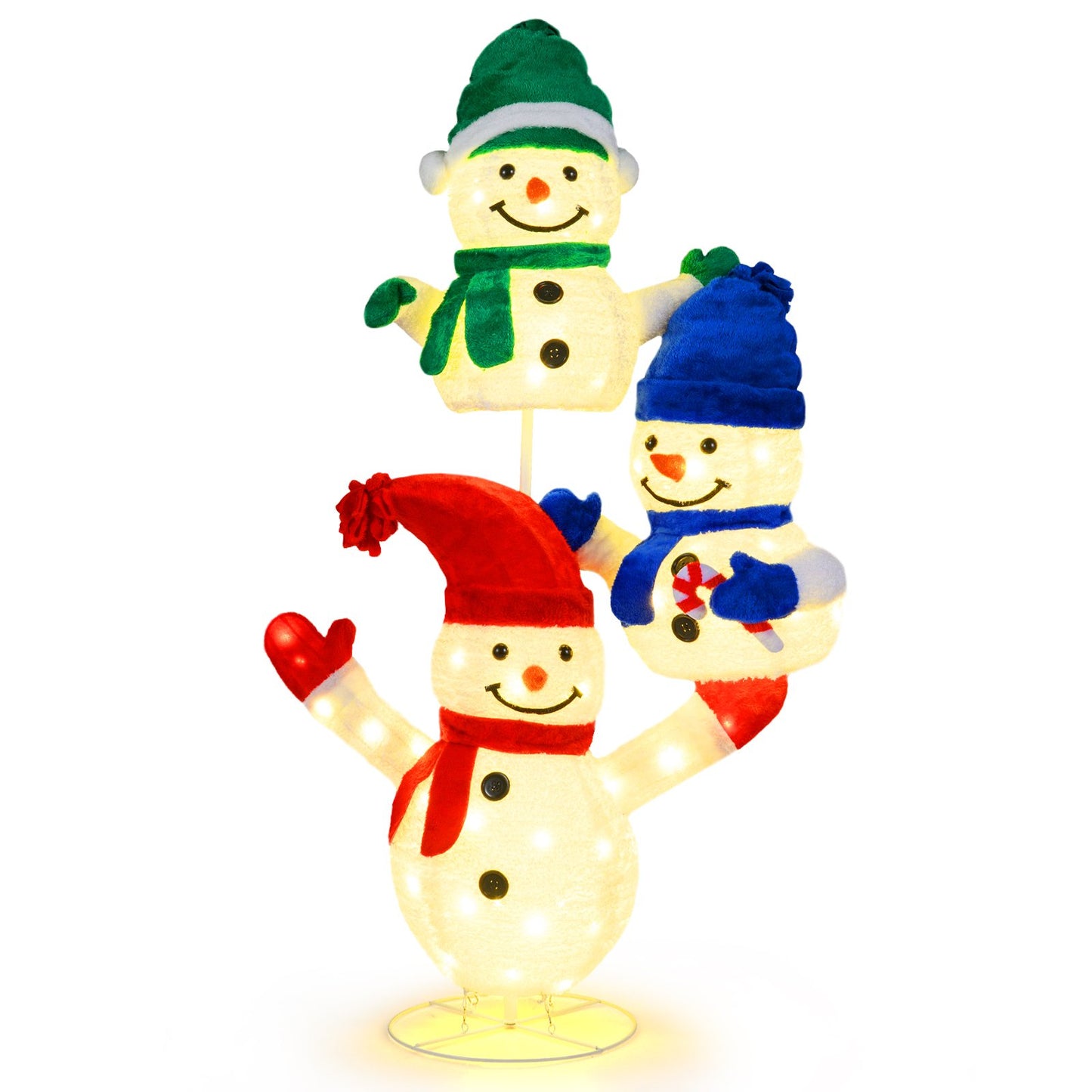 5 FT Stacked Snowman Lighted Christmas Decoration with 110 LED Lights Christmas Decor & Accessories Options at Gallery Canada