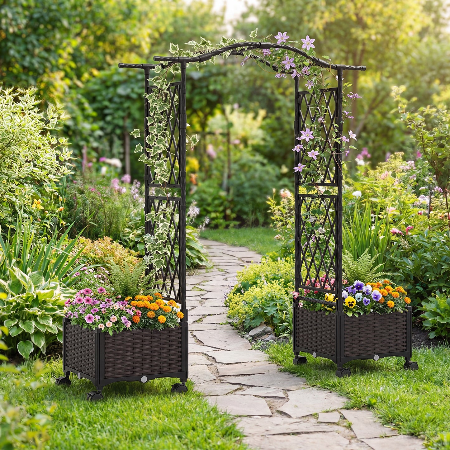 5 FT Tall Raised Garden Bed With Lockable Wheels, Hanging Roof, Brown Outdoor Decor at Gallery Canada