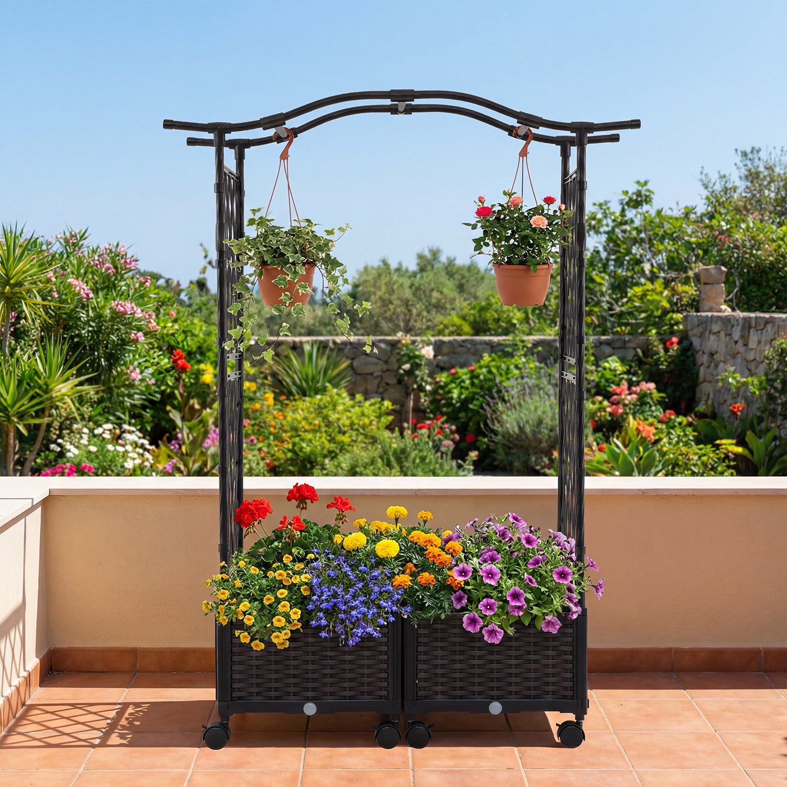 5 FT Tall Raised Garden Bed With Lockable Wheels, Hanging Roof, Brown Outdoor Decor at Gallery Canada