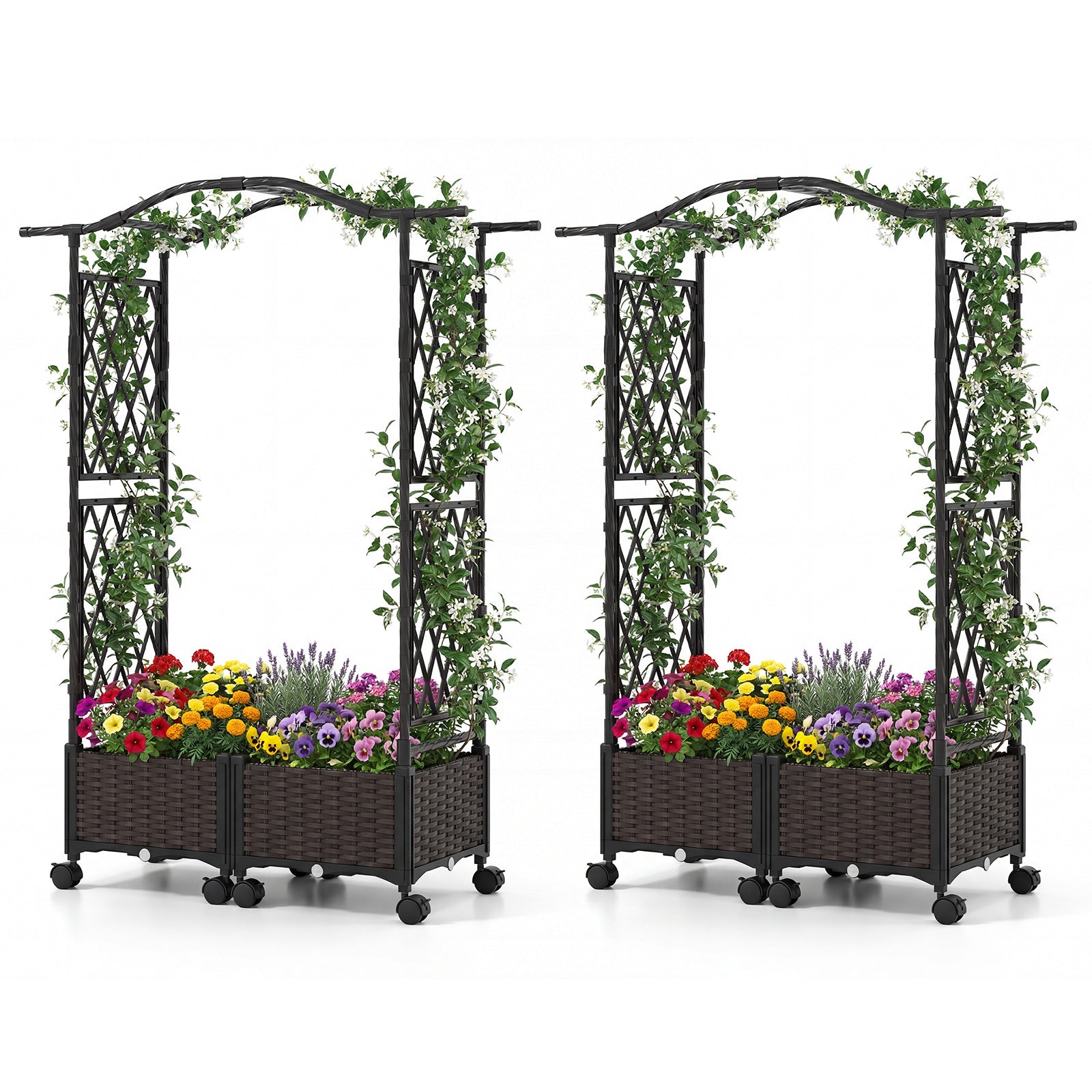 5 FT Tall Raised Garden Bed With Lockable Wheels, Hanging Roof, Brown Outdoor Decor Brown at Gallery Canada