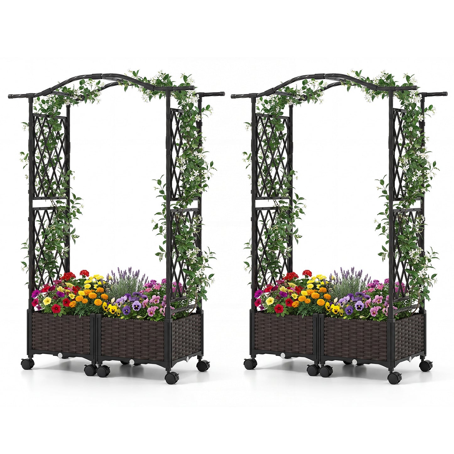 5 FT Tall Raised Garden Bed With Lockable Wheels, Hanging Roof, Brown Outdoor Decor Brown at Gallery Canada