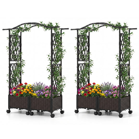 5 FT Tall Raised Garden Bed With Lockable Wheels, Hanging Roof, Brown Outdoor Decor Brown at Gallery Canada