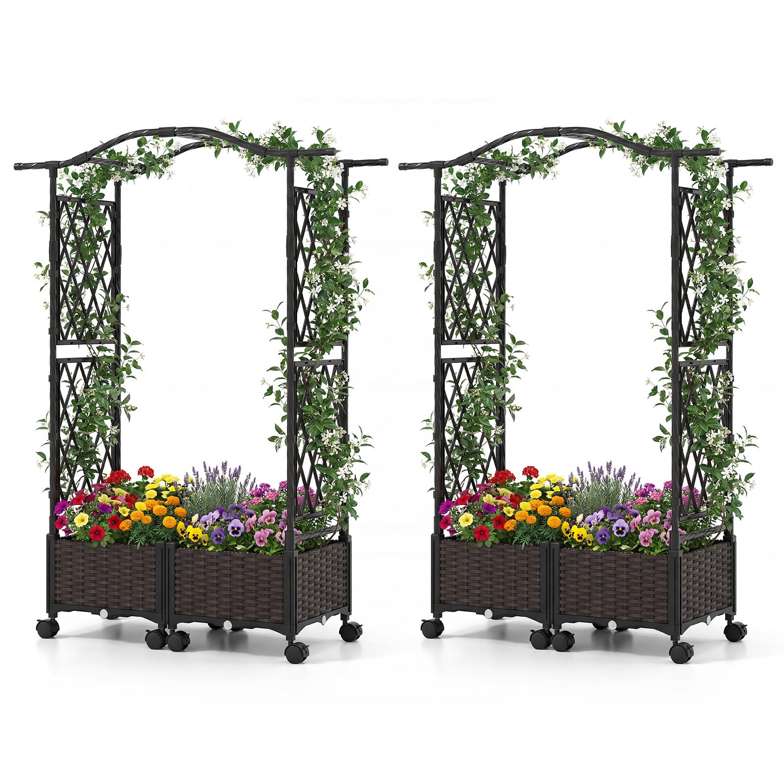 5 FT Tall Raised Garden Bed With Lockable Wheels, Hanging Roof, Brown Outdoor Decor at Gallery Canada