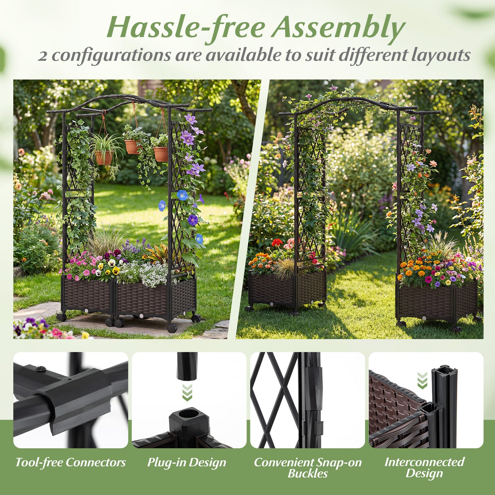 5 FT Tall Raised Garden Bed With Lockable Wheels, Hanging Roof, Brown Outdoor Decor at Gallery Canada