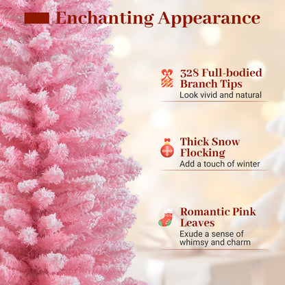5 Feet Artificial Christmas Tree, 328 Branch Tips, Folding Metal Stand, Pink Christmas Tree at Gallery Canada