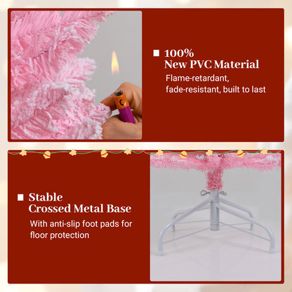 5 Feet Artificial Christmas Tree, 328 Branch Tips, Folding Metal Stand, Pink Christmas Tree at Gallery Canada