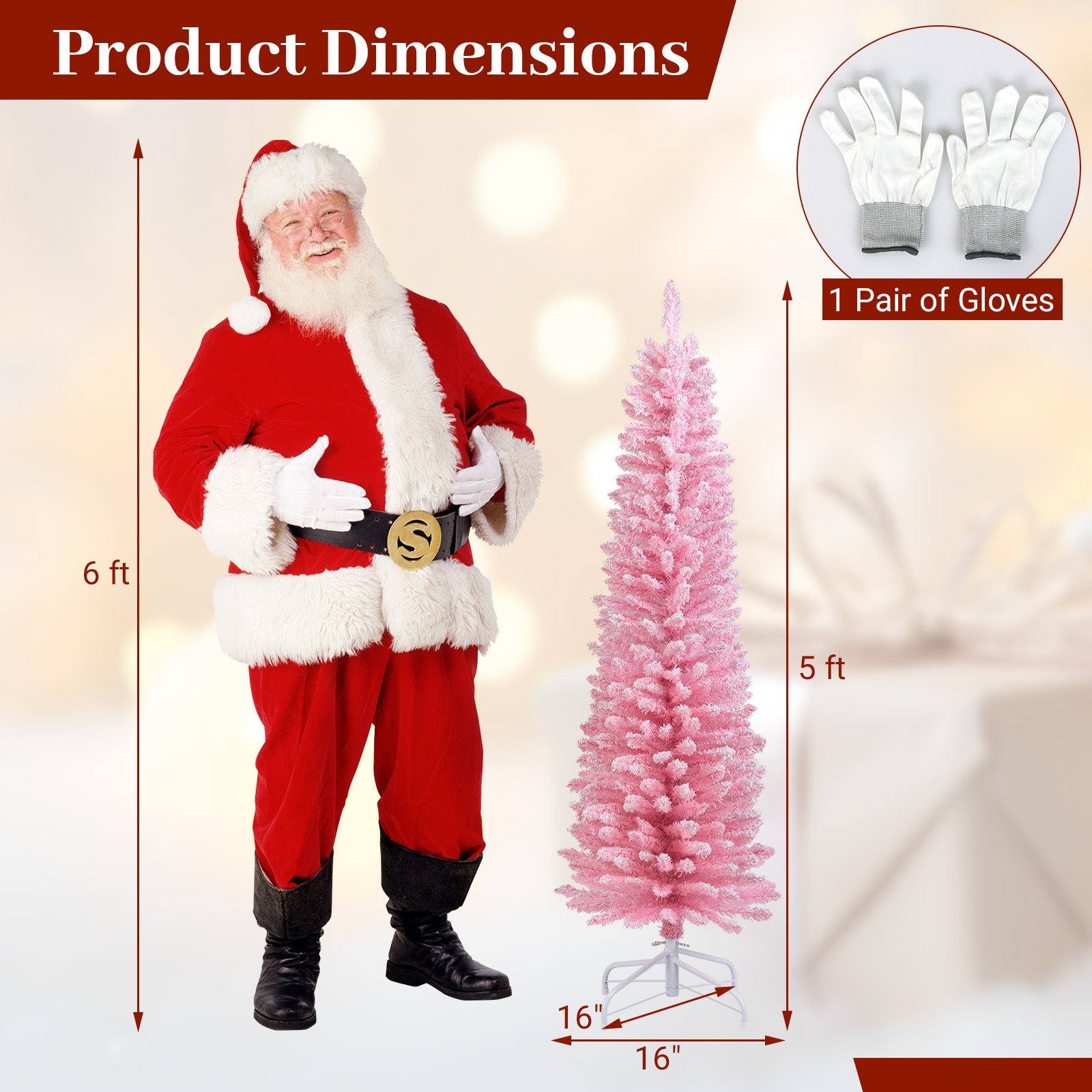 5 Feet Artificial Christmas Tree, 328 Branch Tips, Folding Metal Stand, Pink Christmas Tree at Gallery Canada