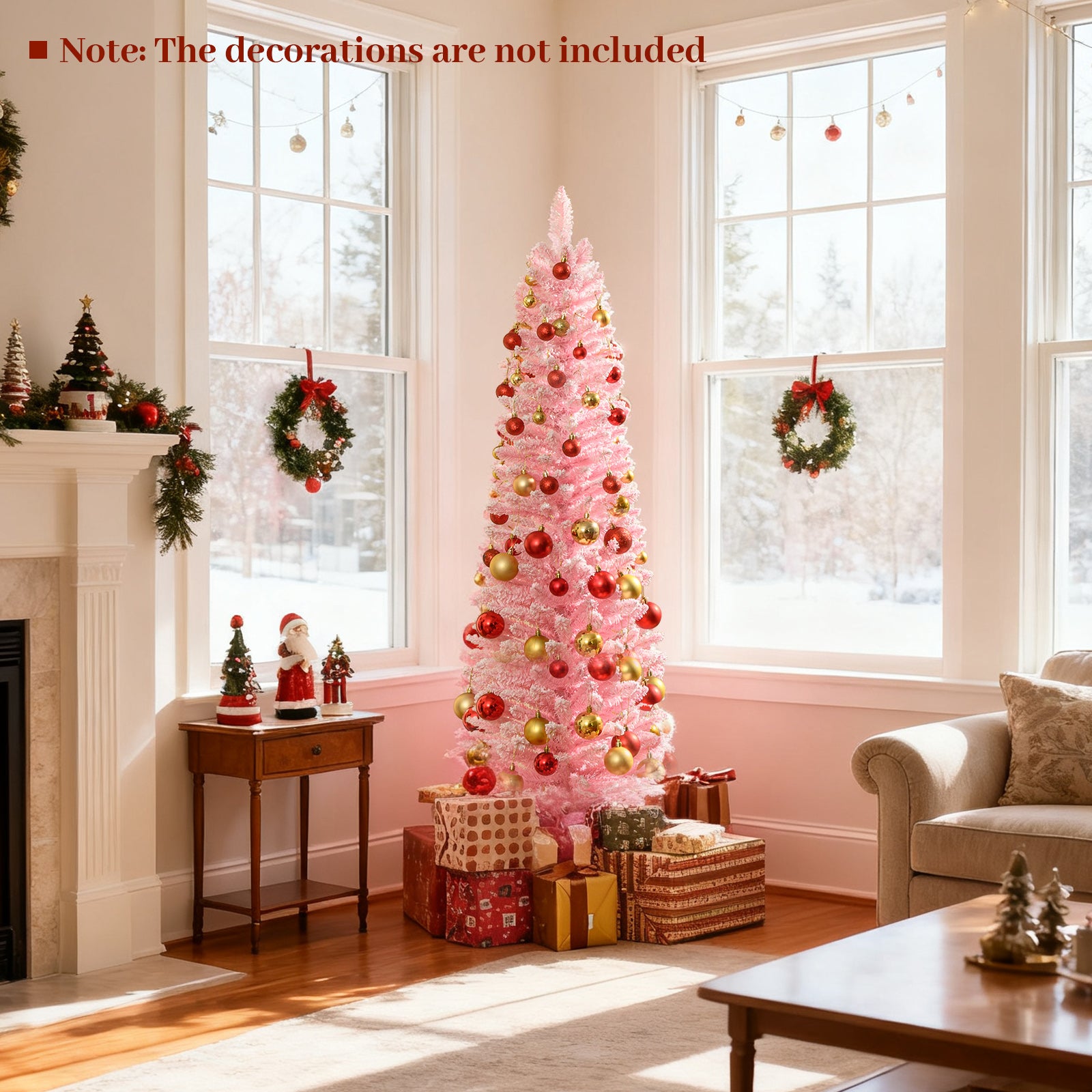 5 Feet Artificial Christmas Tree, 328 Branch Tips, Folding Metal Stand, Pink Christmas Tree at Gallery Canada