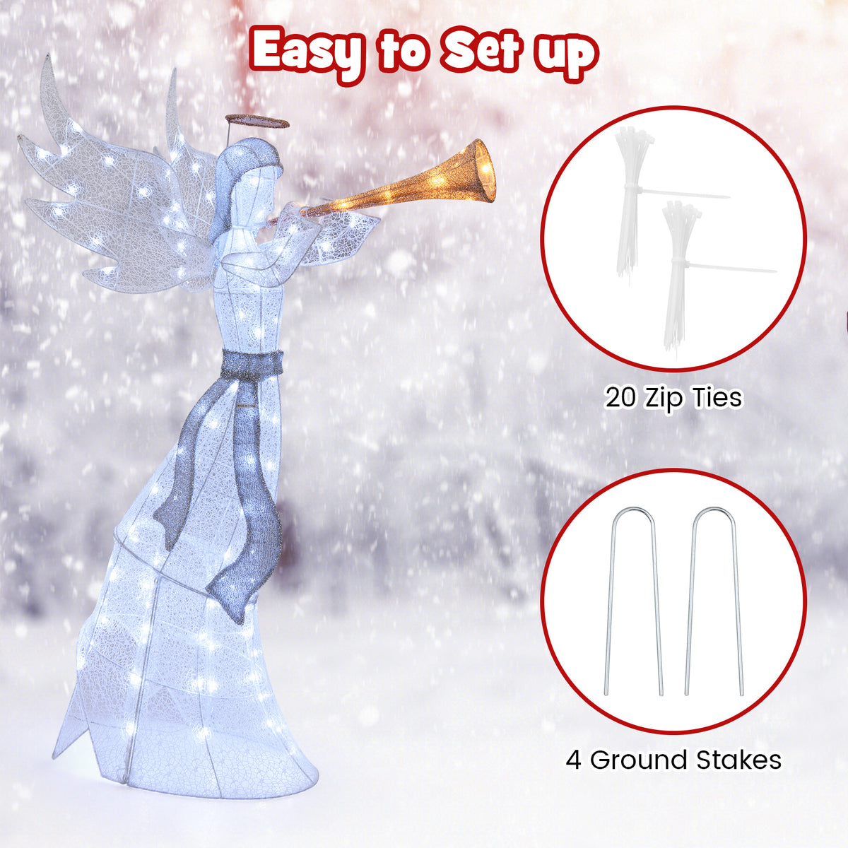 5 Feet Christmas Angel, 100 LED Lights, Ground Stakes Christmas Decor & Accessories at Gallery Canada