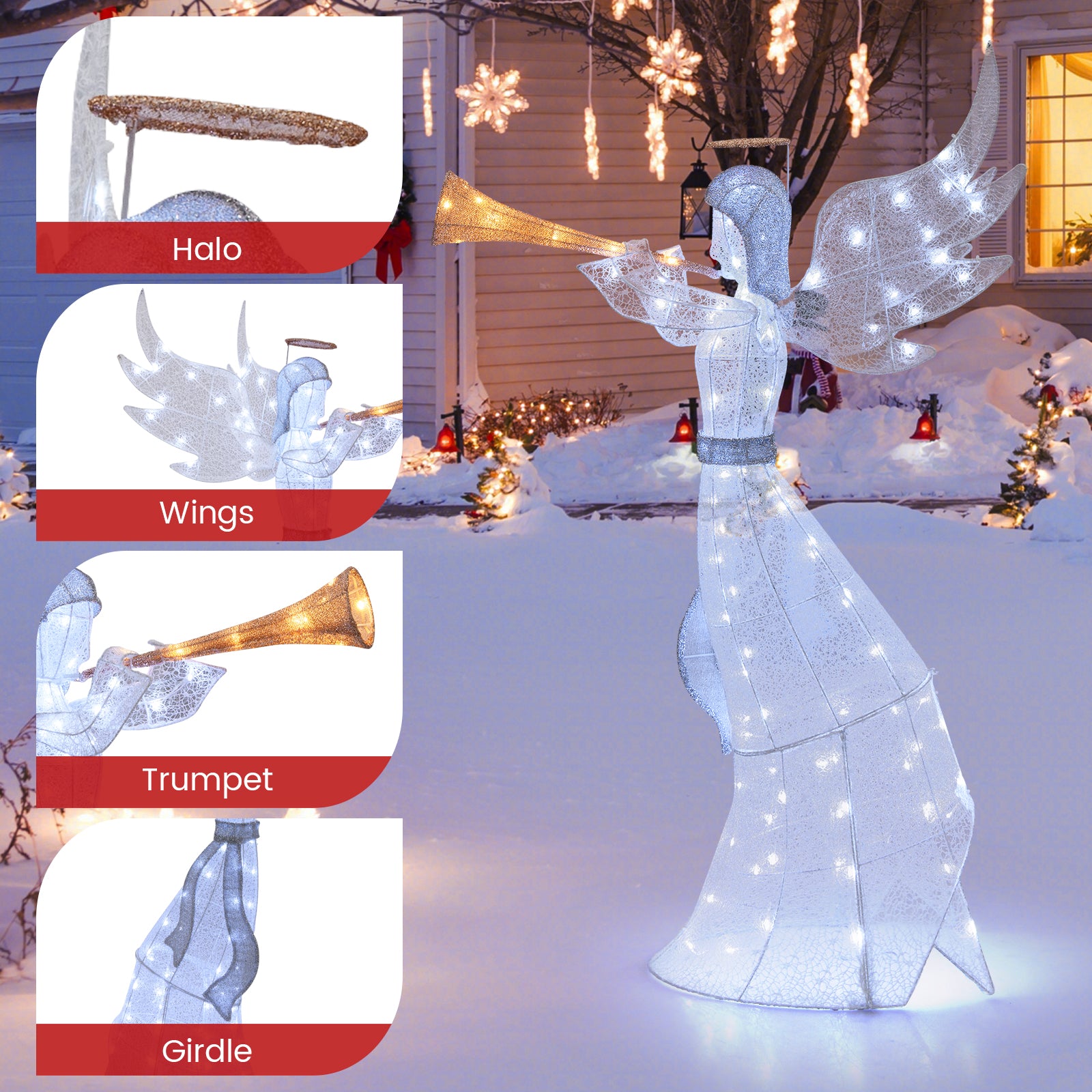 5 Feet Christmas Angel, 100 LED Lights, Ground Stakes Christmas Decor & Accessories at Gallery Canada