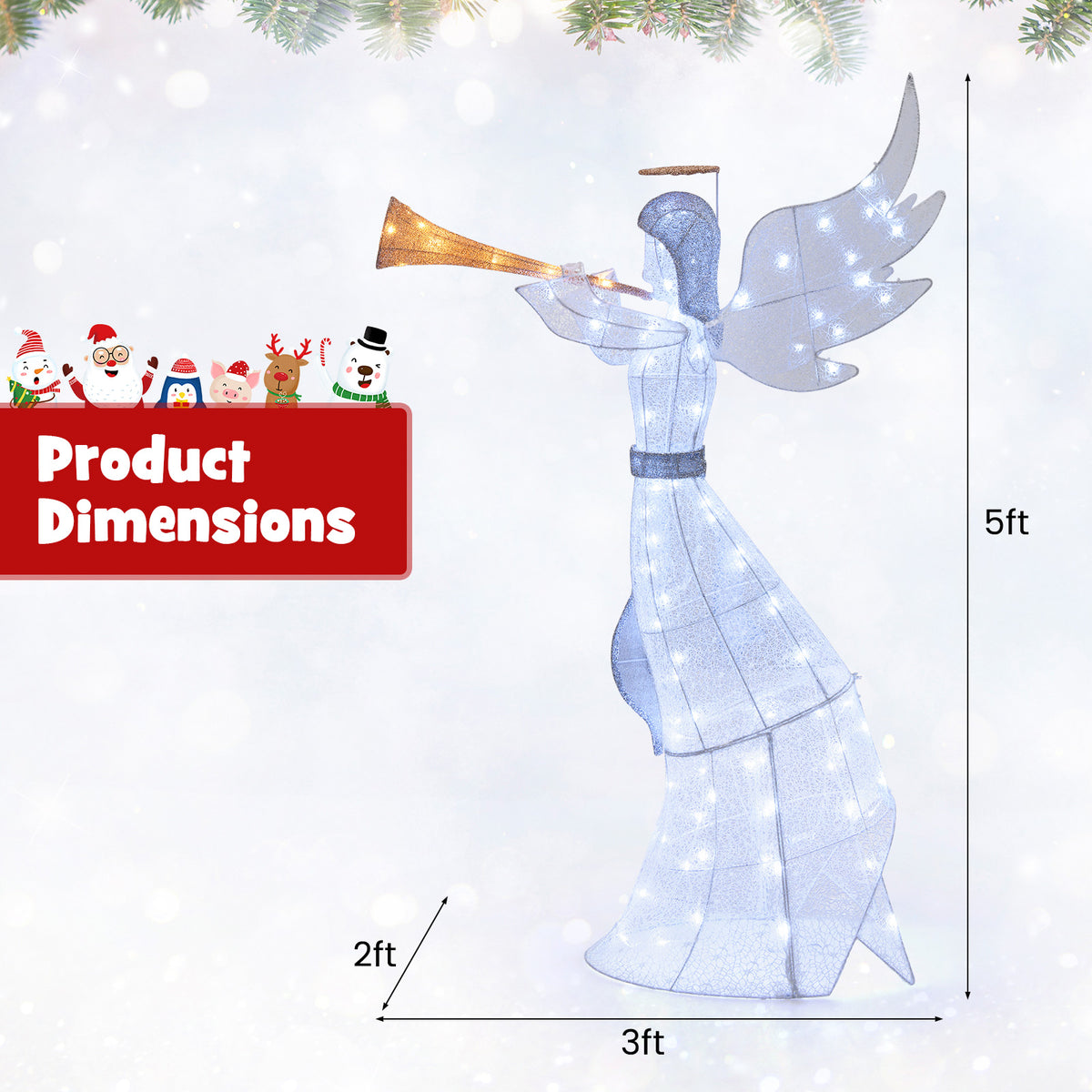 5 Feet Christmas Angel, 100 LED Lights, Ground Stakes Christmas Decor & Accessories at Gallery Canada