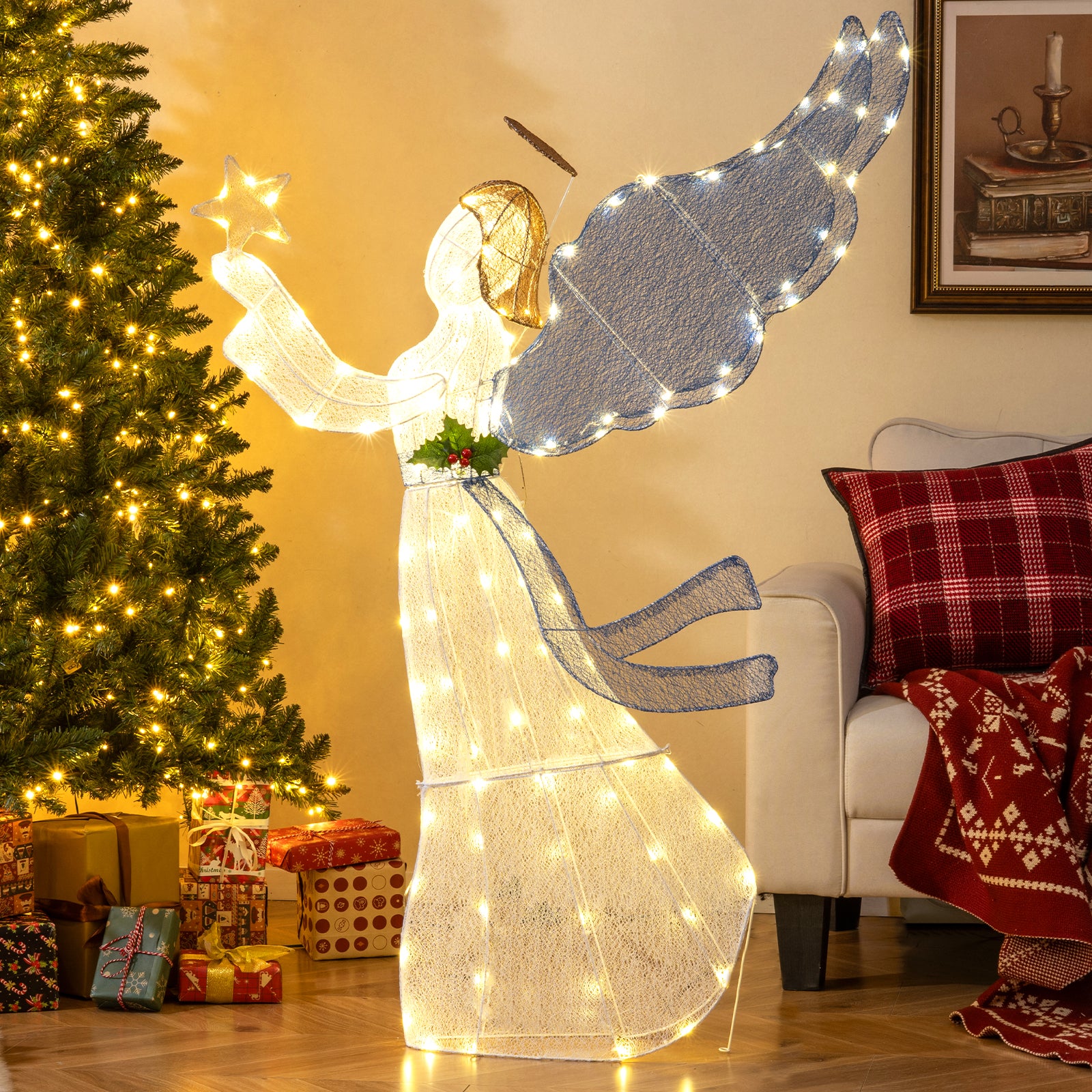 5 Feet Lighted Angel Christmas Decoration, Warm LED Lights, Multicolor Christmas Decor & Accessories at Gallery Canada