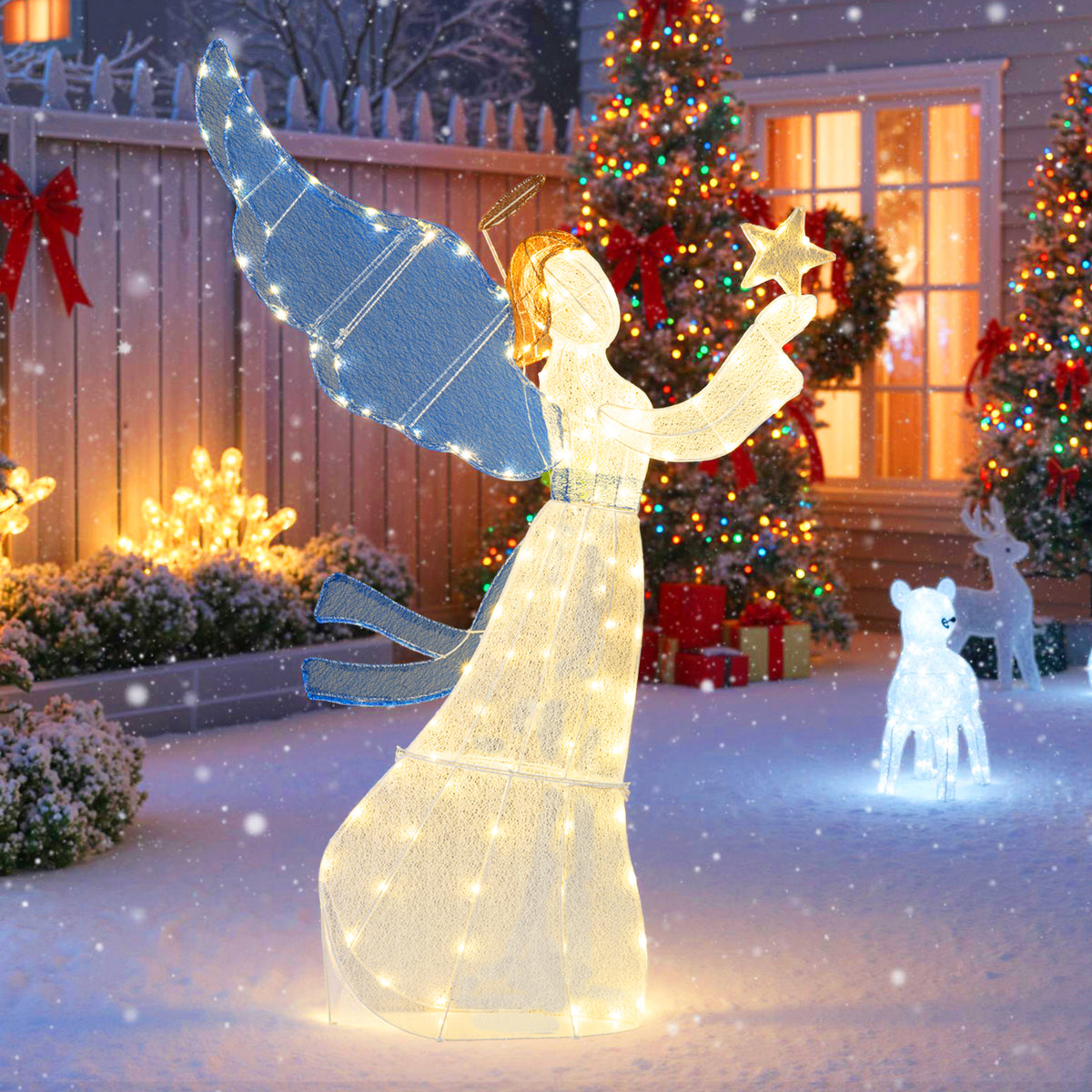 5 Feet Lighted Angel Christmas Decoration, Warm LED Lights, Multicolor Christmas Decor & Accessories at Gallery Canada