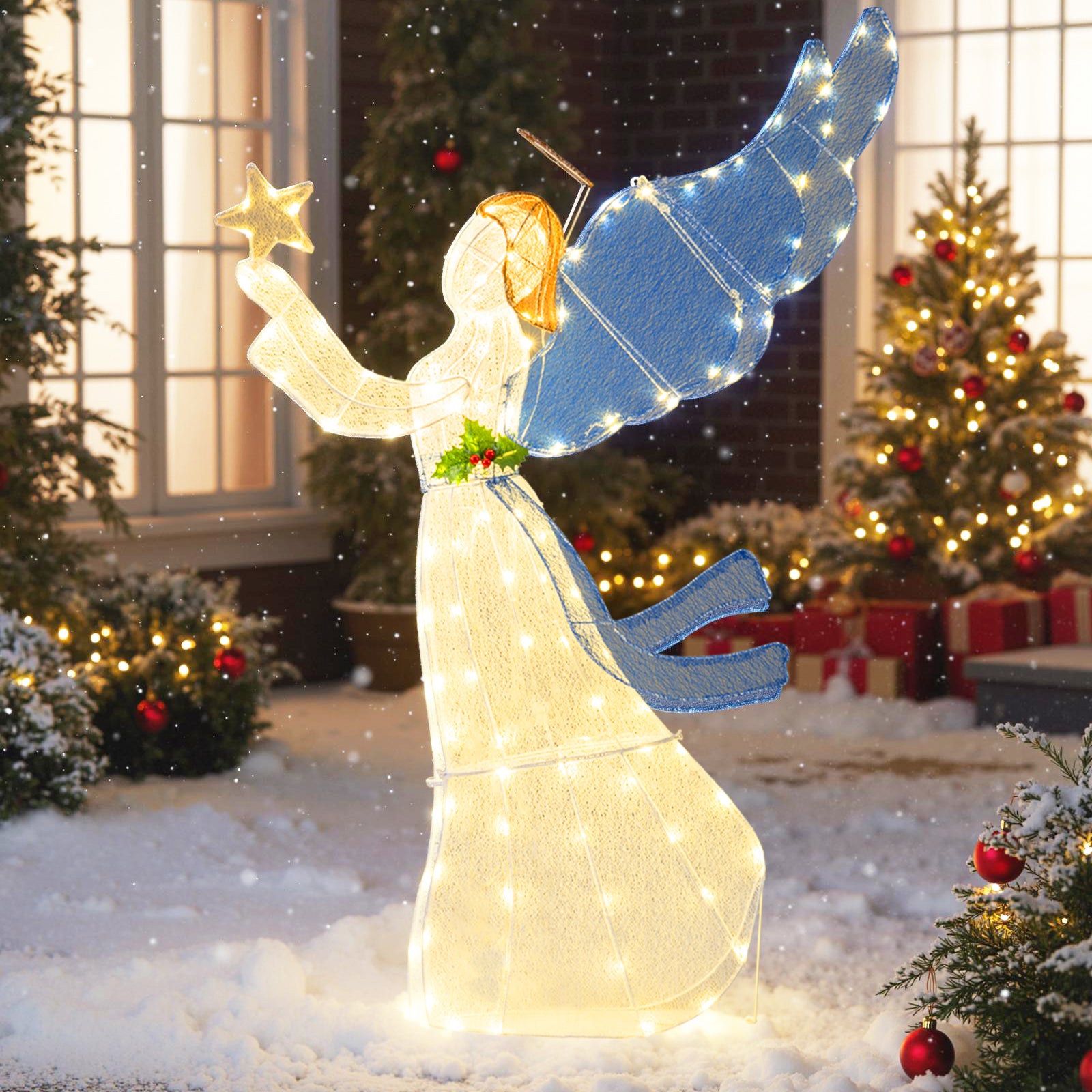5 Feet Lighted Angel Christmas Decoration, Warm LED Lights, Multicolor Christmas Decor & Accessories at Gallery Canada