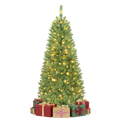 Sapin de Noël artificiel crayon pré-éclairé en PVC de 1,5 m, vert