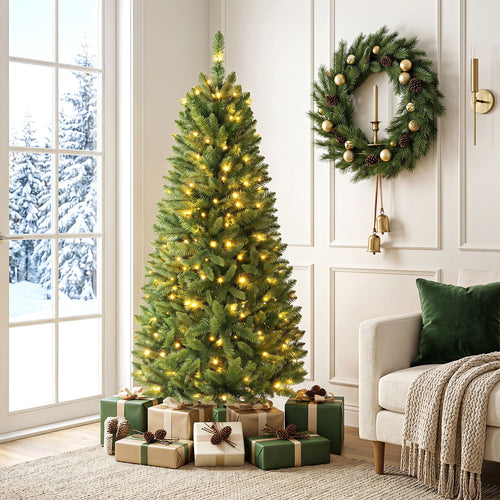5 ft PVC Pre-Lit Artificial Pencil Christmas Tree, Green