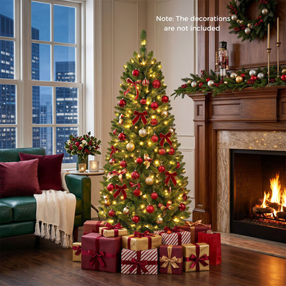 Sapin de Noël artificiel crayon pré-éclairé en PVC de 1,5 m, vert