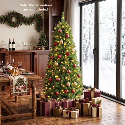 Sapin de Noël artificiel crayon pré-éclairé en PVC de 1,5 m, vert