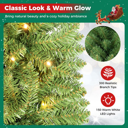 Sapin de Noël artificiel crayon pré-éclairé en PVC de 1,5 m, vert