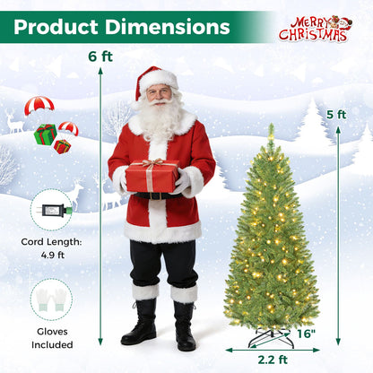 Sapin de Noël artificiel crayon pré-éclairé en PVC de 1,5 m, vert