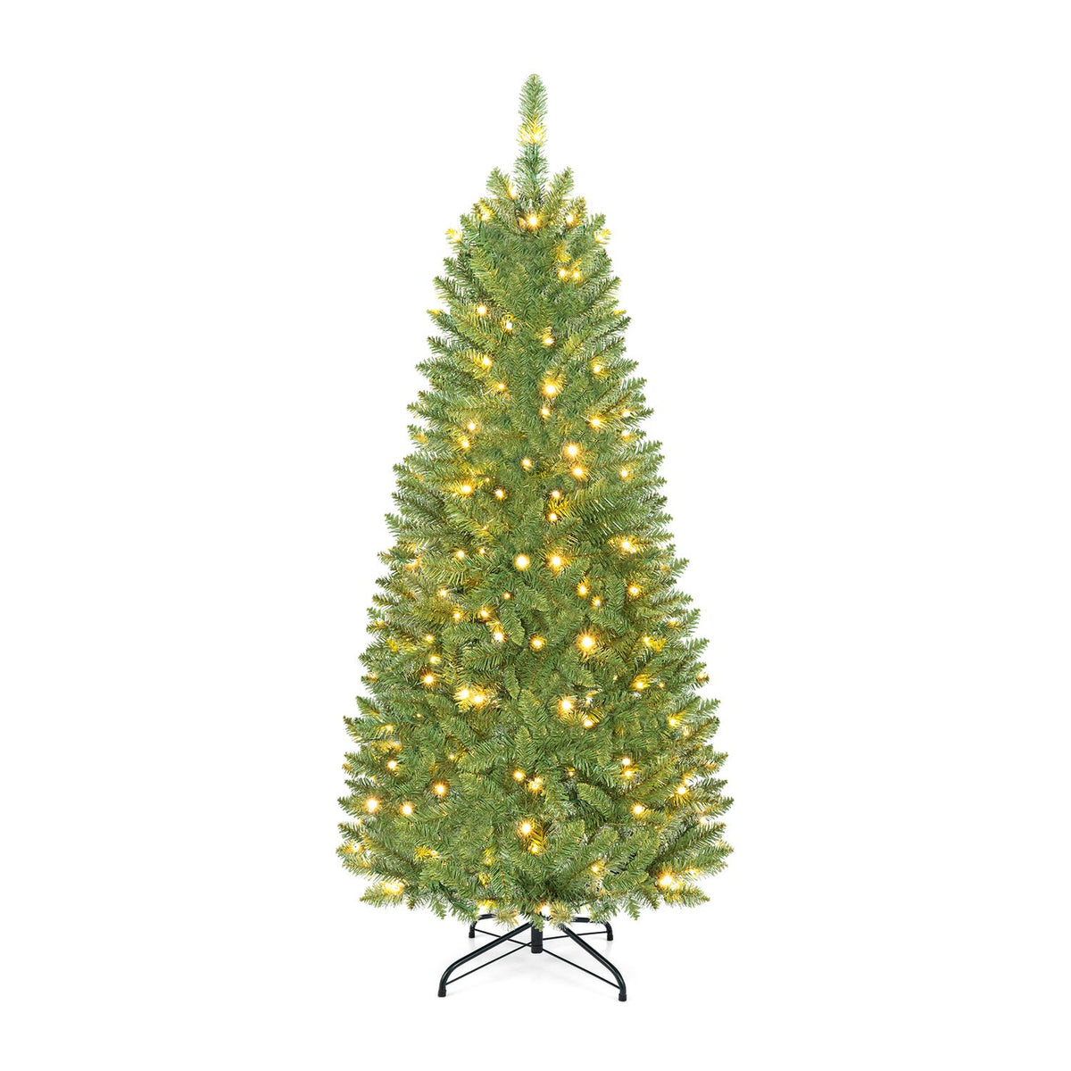 Sapin de Noël artificiel crayon pré-éclairé en PVC de 1,5 m, vert