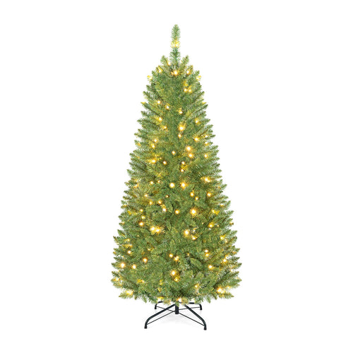 5 ft PVC Pre-Lit Artificial Pencil Christmas Tree, Green