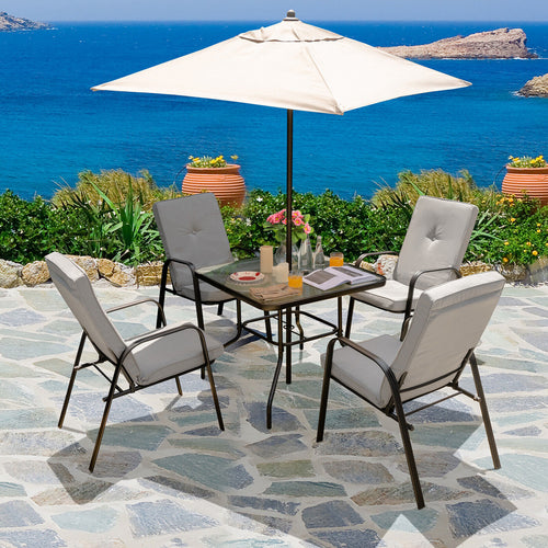 5 ft Patio Square Market Umbrella, Beige