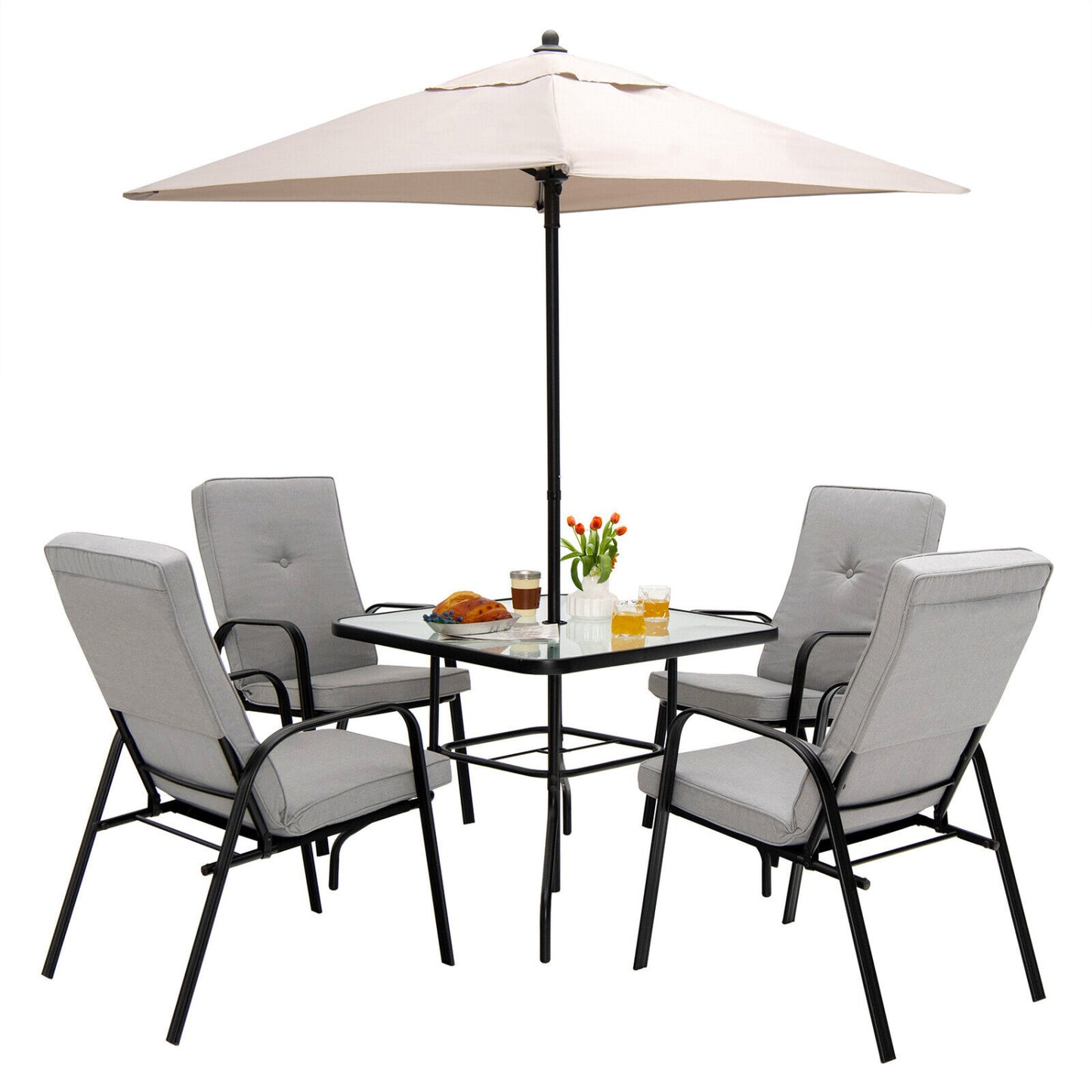 5 ft Patio Square Market Umbrella, Beige Outdoor Umbrellas at Gallery Canada