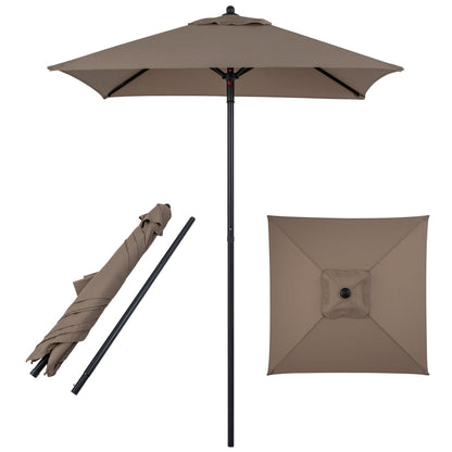 5 Ft Patio Square Market Umbrella With 4 Sturdy Ribs, Brown Outdoor Umbrellas at Gallery Canada
