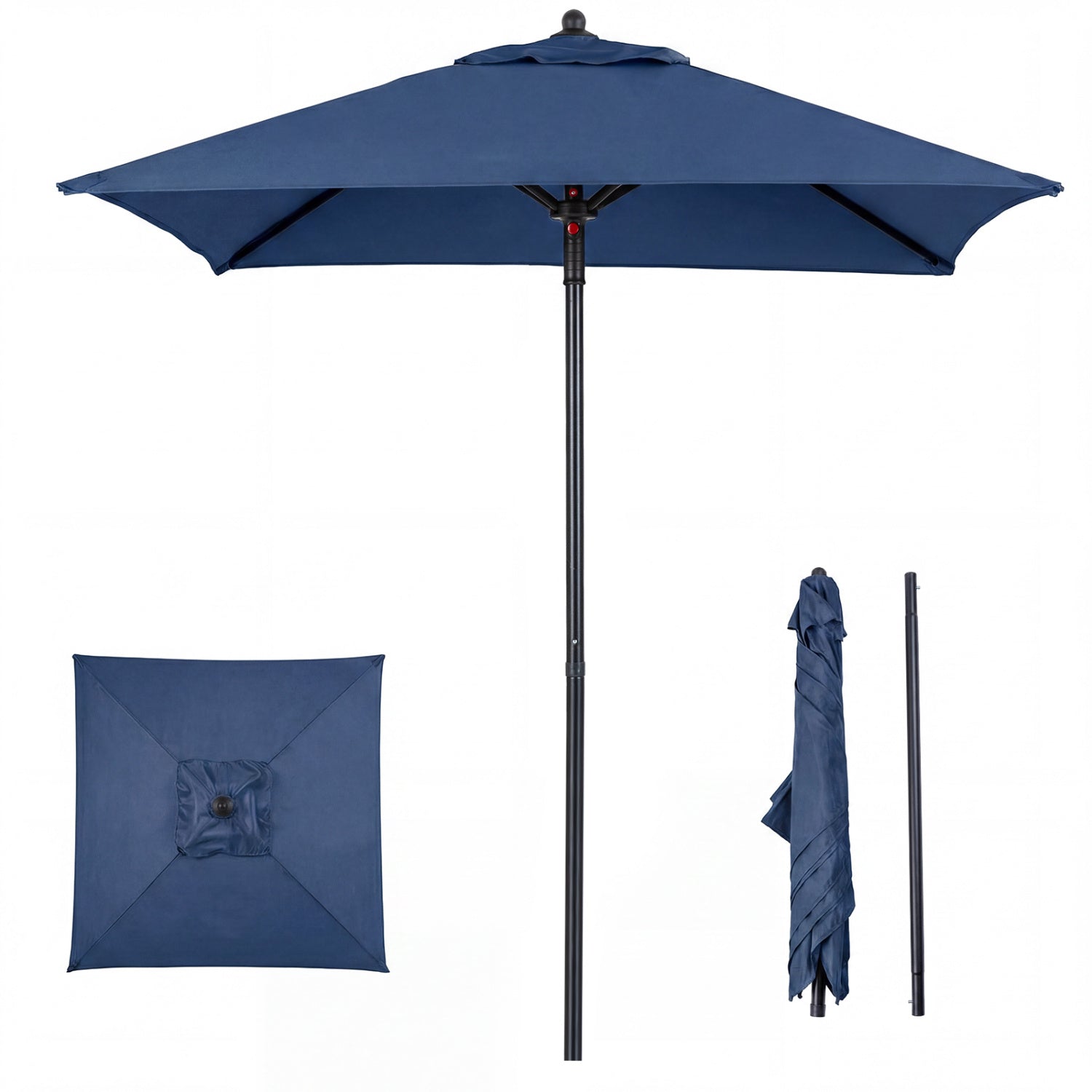 5 Feet Patio Square Market Table Umbrella Shelter with 4 Sturdy Ribs, Navy Outdoor Umbrellas at Gallery Canada