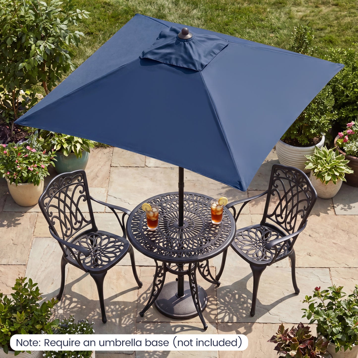 5 Feet Patio Square Market Table Umbrella Shelter with 4 Sturdy Ribs, Navy Outdoor Umbrellas at Gallery Canada