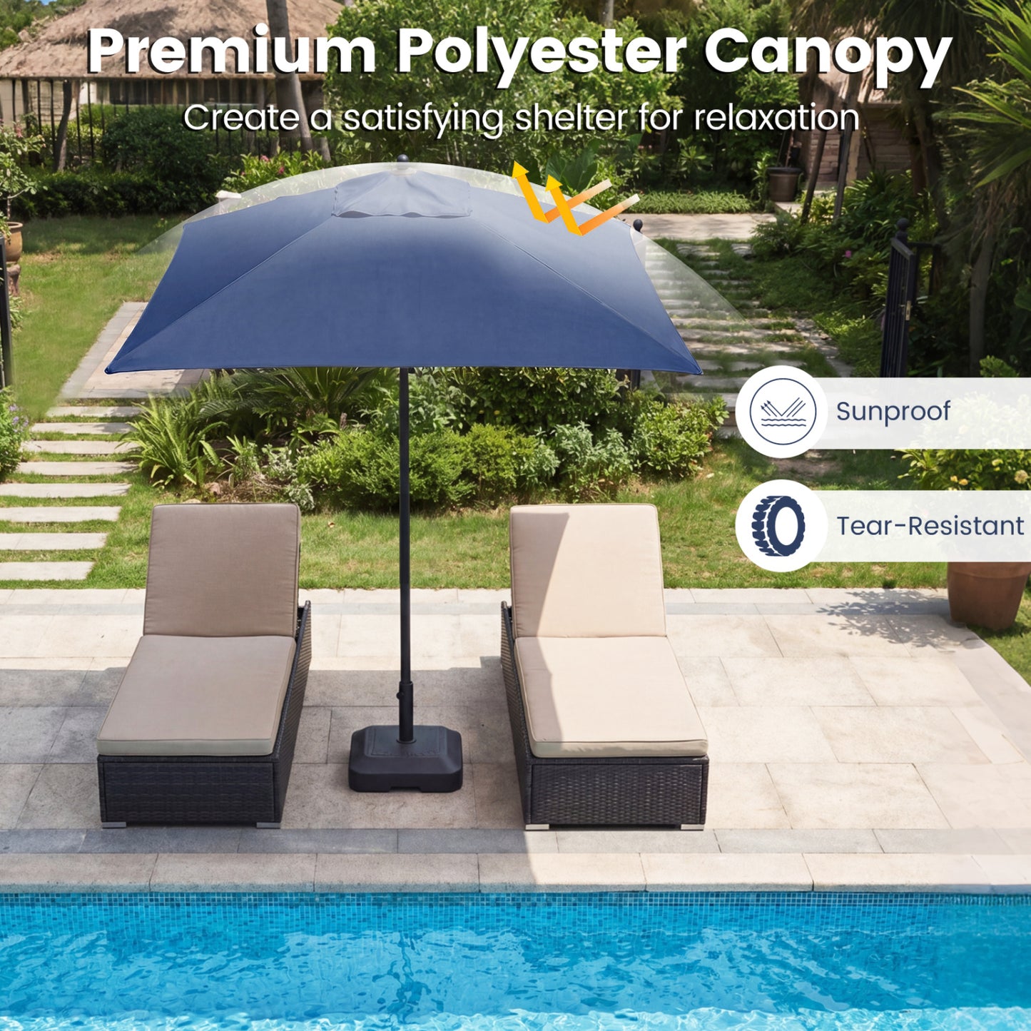 5 Feet Patio Square Market Table Umbrella Shelter with 4 Sturdy Ribs, Navy Outdoor Umbrellas at Gallery Canada