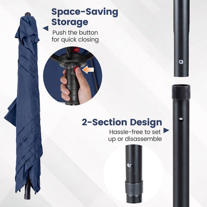 5 Feet Patio Square Market Table Umbrella Shelter with 4 Sturdy Ribs, Navy Outdoor Umbrellas at Gallery Canada