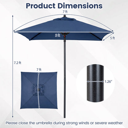 5 Feet Patio Square Market Table Umbrella Shelter with 4 Sturdy Ribs, Navy Outdoor Umbrellas at Gallery Canada