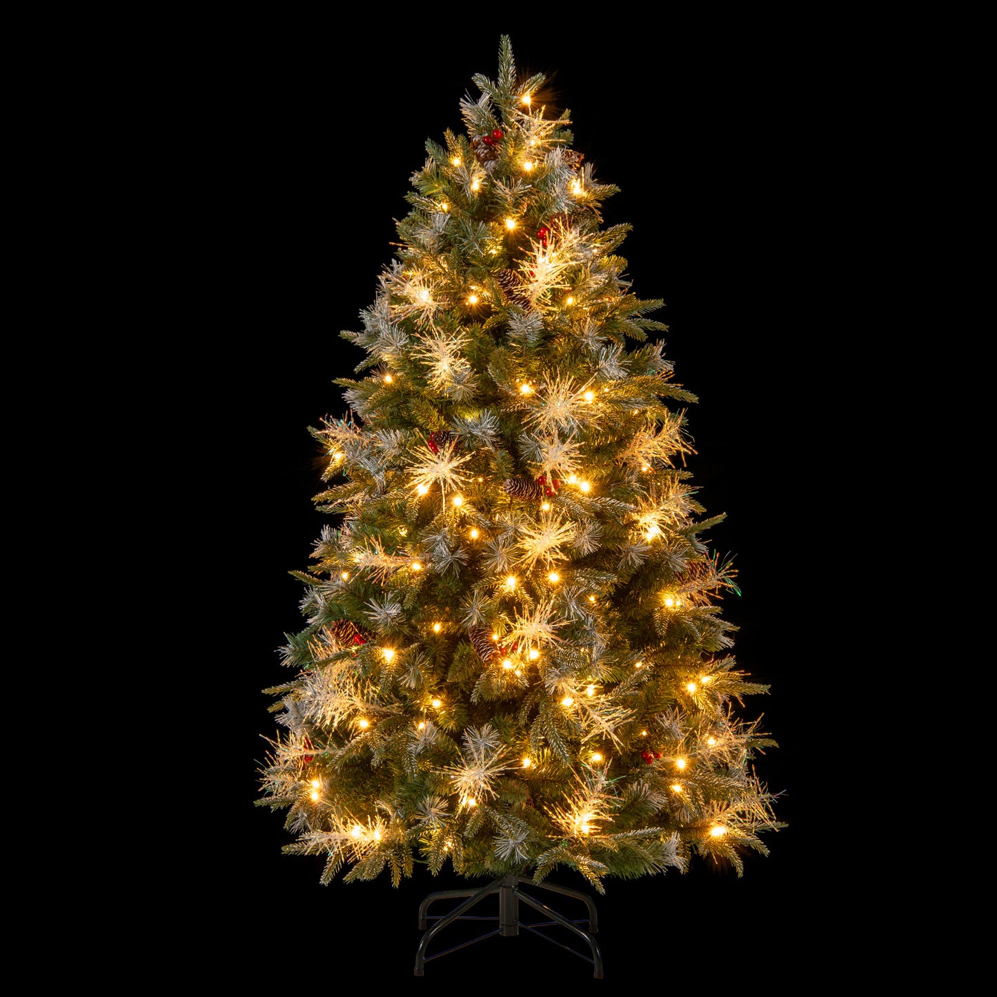 5 Feet Pre-Lit Artificial Christmas Tree, LED Lights, Berries, Green Christmas Tree at Gallery Canada