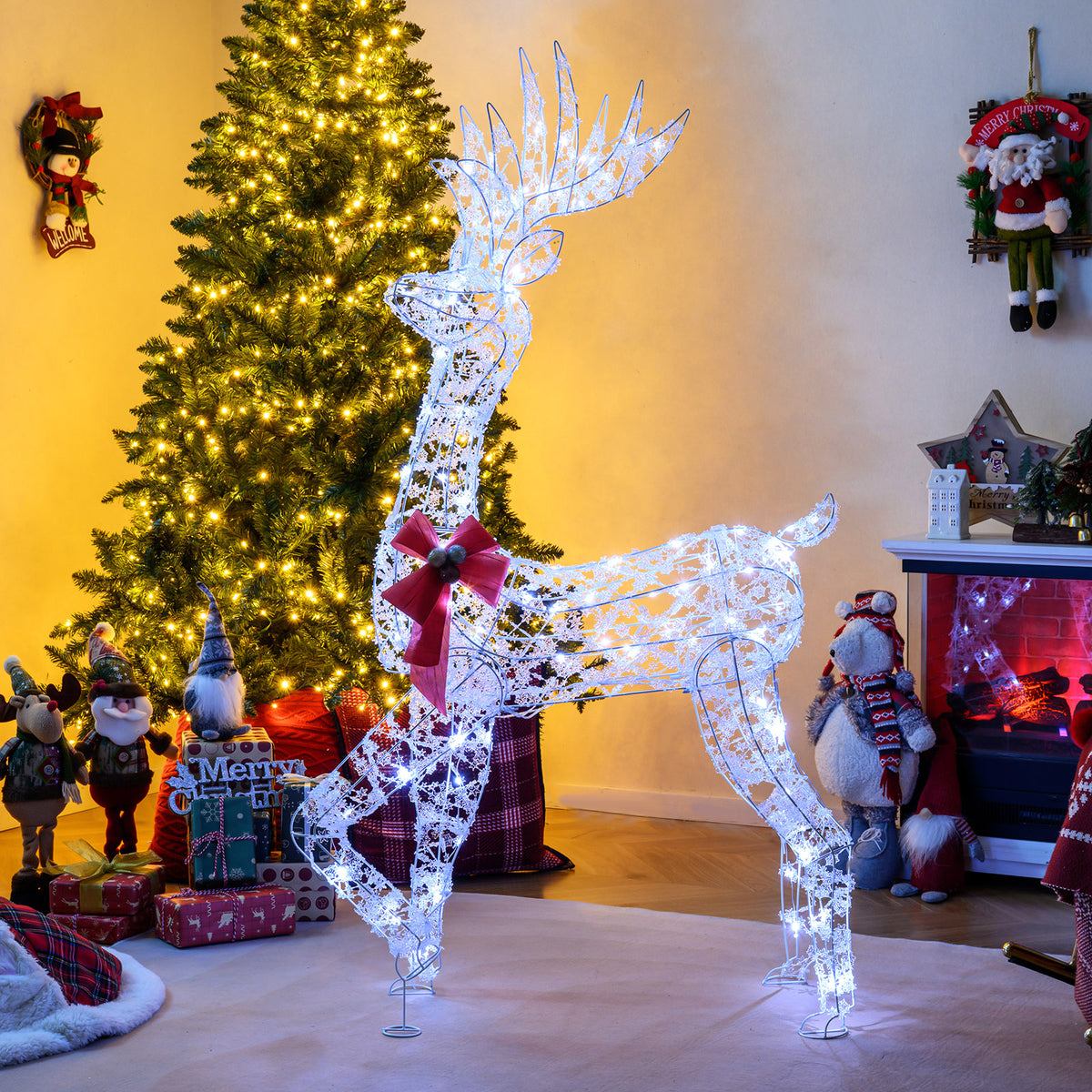 5 Feet Pre-Lit Christmas Reindeer With 100 LED Lights Christmas Decor & Accessories at Gallery Canada