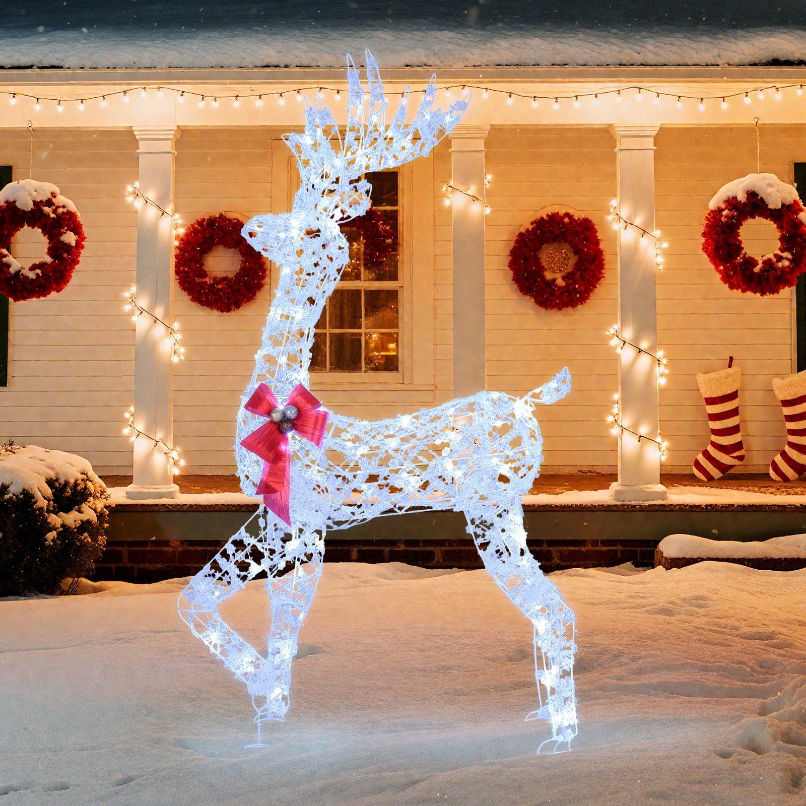5 Feet Pre-Lit Christmas Reindeer With 100 LED Lights Christmas Decor & Accessories at Gallery Canada
