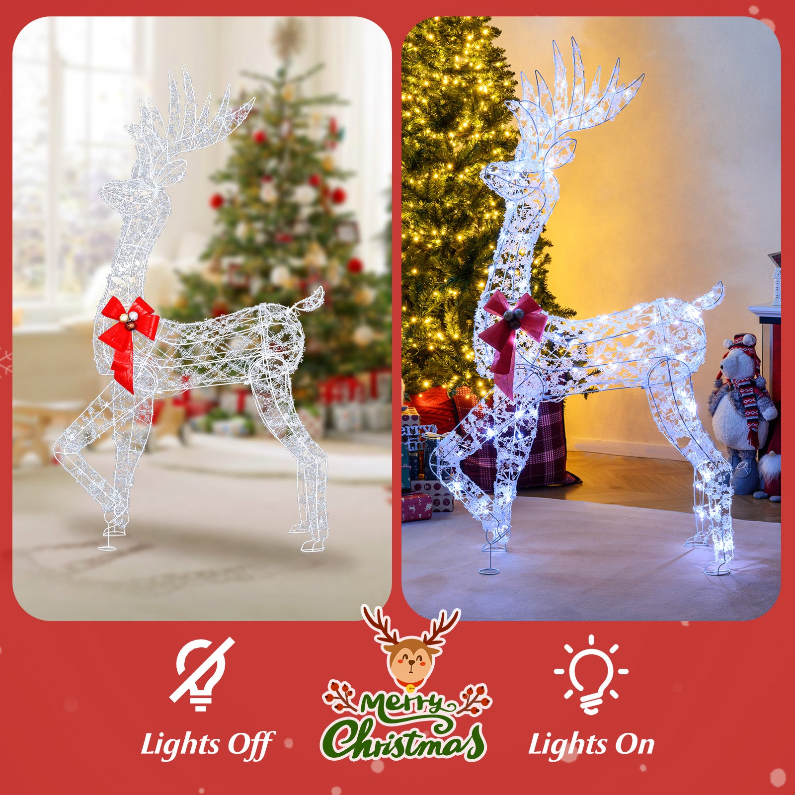 5 Feet Pre-Lit Christmas Reindeer With 100 LED Lights Christmas Decor & Accessories at Gallery Canada