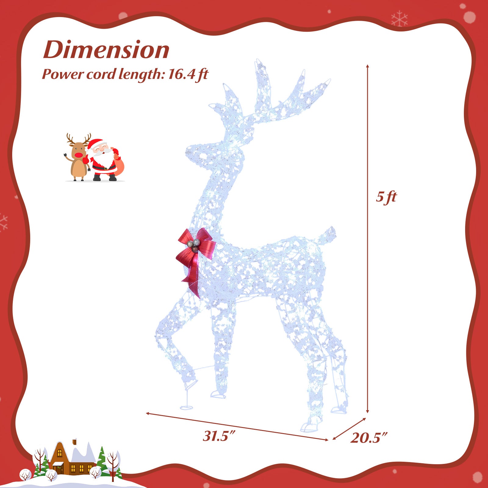 5 Feet Pre-Lit Christmas Reindeer With 100 LED Lights Christmas Decor & Accessories at Gallery Canada