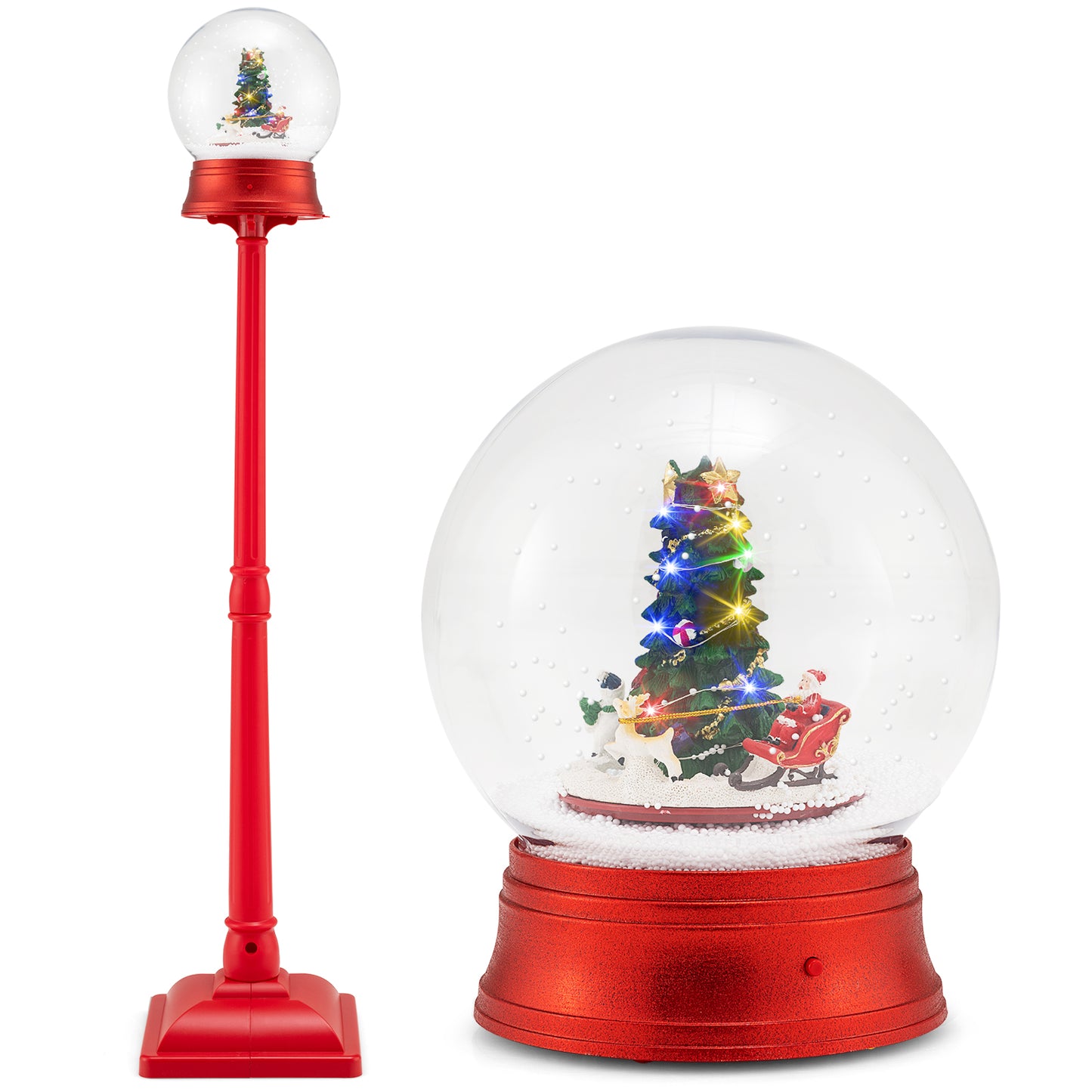 5 Ft Musical Christmas Street Lamp, 8 Tunes, Blowing Snow, Red Christmas Decor & Accessories Red at Gallery Canada